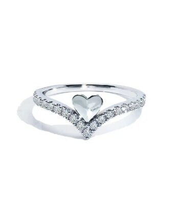 -hjerte Alliancering Med Diamanter   Hvidguld