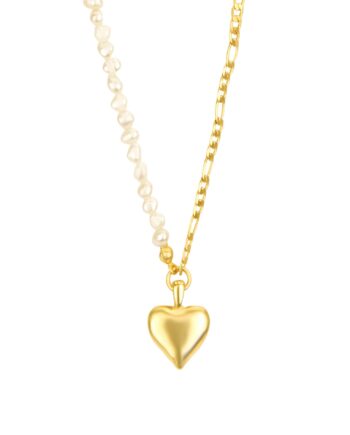 Bella Pearl Heart Halskæde   Guld