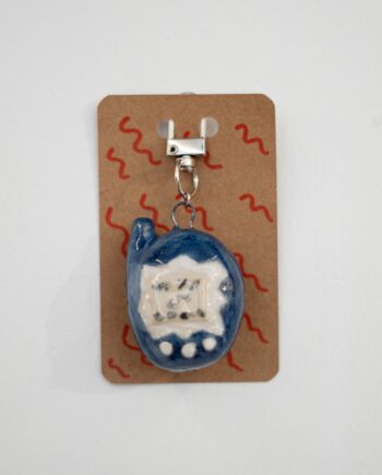Ceramic Keychains Big Tamagotchi Blue