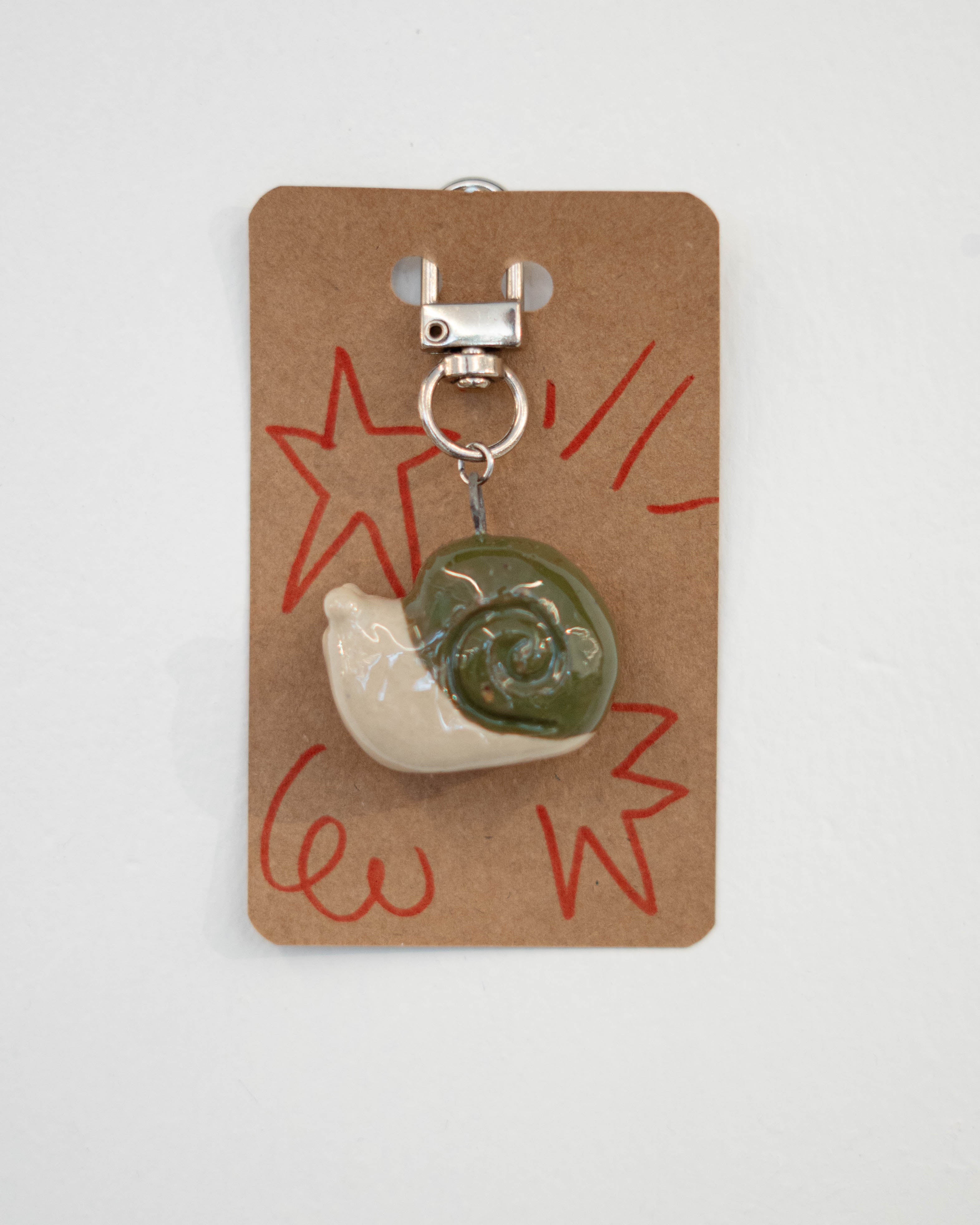 Ceramic Keychains Small Snail Green