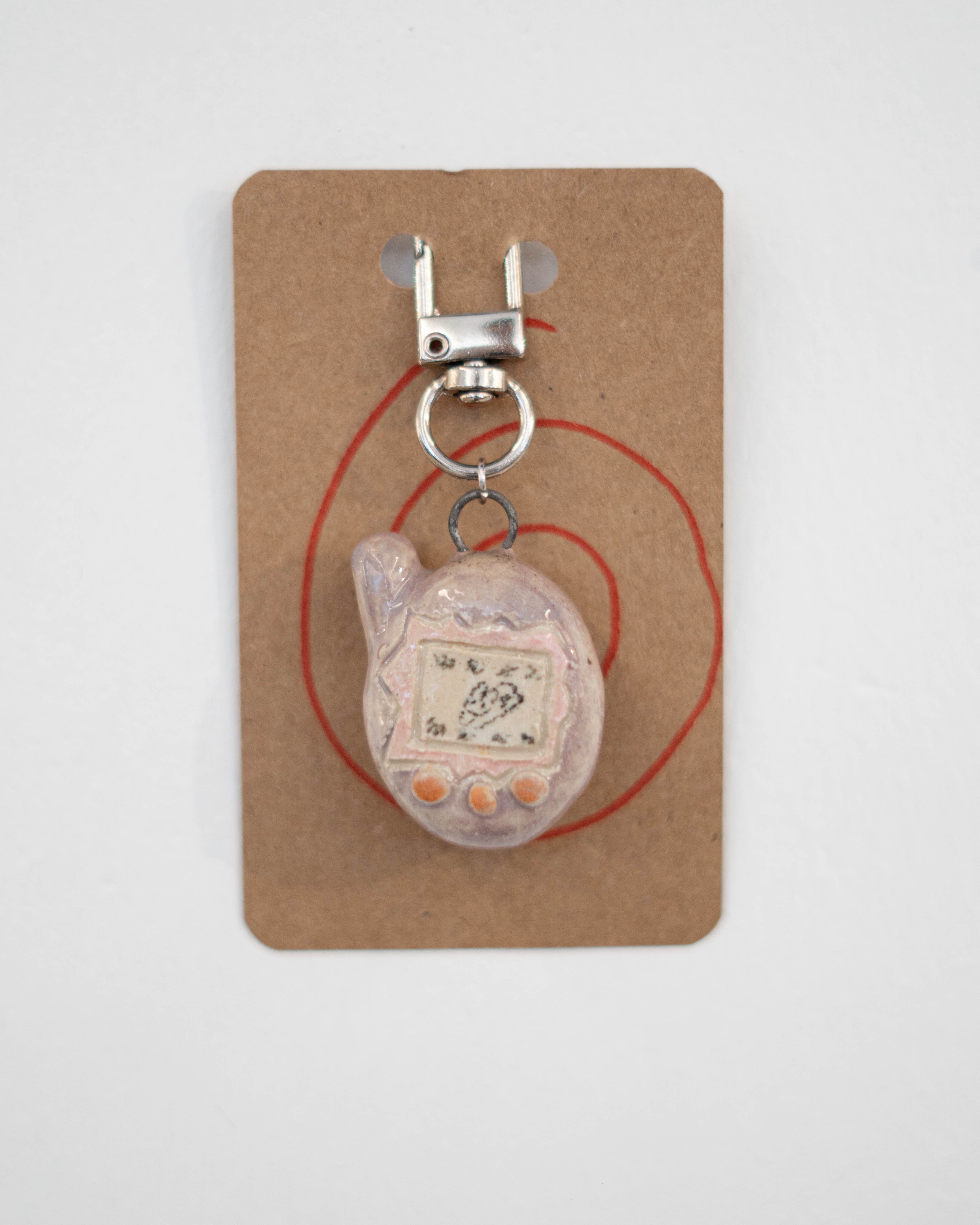 Ceramic Keychains Small Tamagotchi Pink