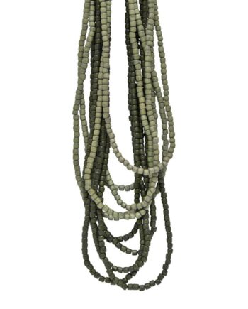Halskæde Med Træperler   Grønlige Nuancer