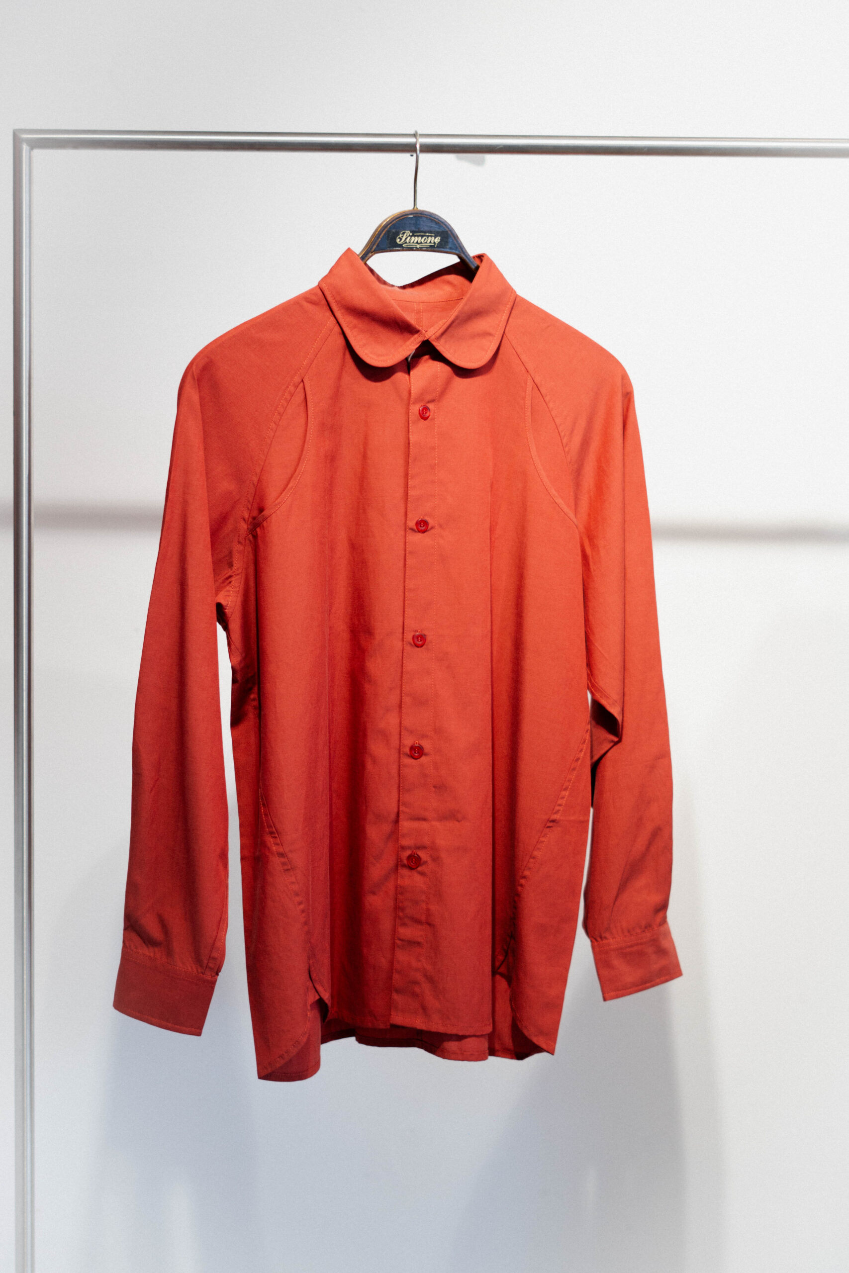 Raglan-sleeve Shirt Orange Red -small