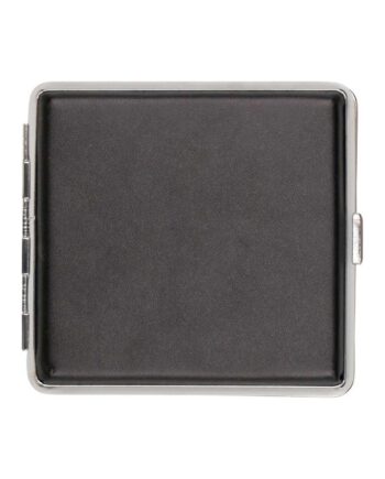 Cigaret Etui   Imiteret Læder Sort Og Sølv