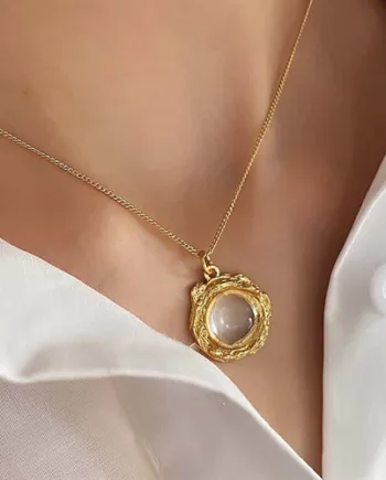 Halskæde   Forgyldt 14k Sterling Med Sten