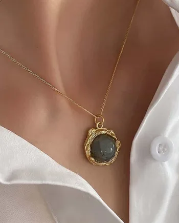 Halskæde   Forgyldt Sterling Med Sten