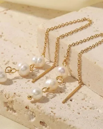 ædelstål ørehænger Med Perler   Stk