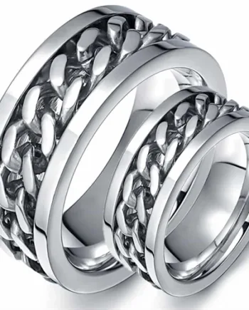 ædelstålring Med Kæde