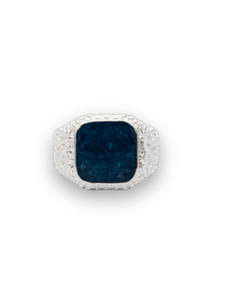 Ix Crunchy Cushion Blue Enamel Ring Silver