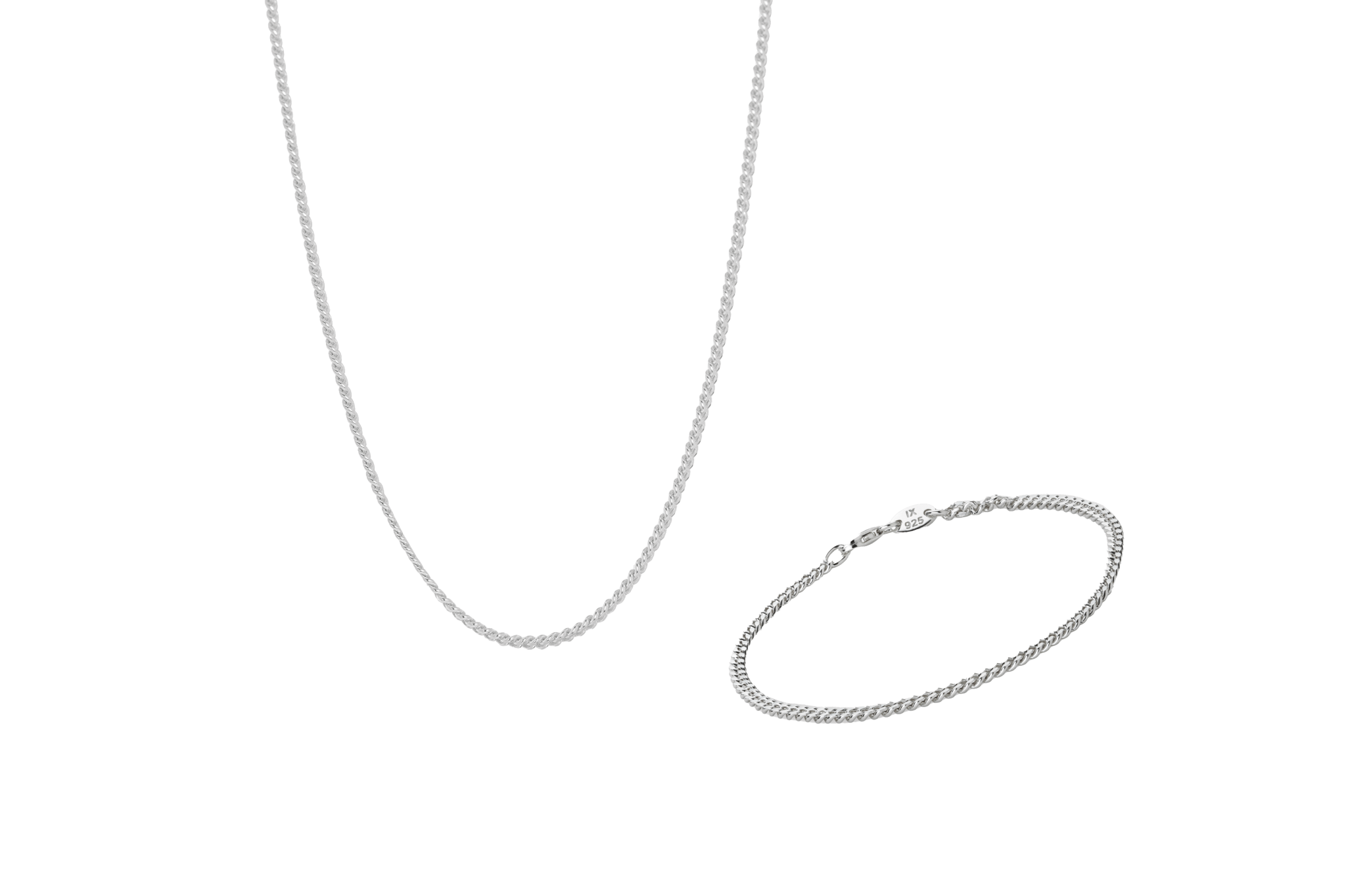 Ix Curb Medi Silver Smykkesæt