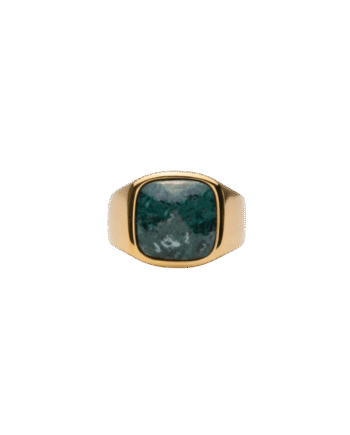 Ix Cushion Signet Ring Green Marble