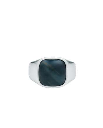 Ix Cushion Signet Ring Hawks Eye Silver