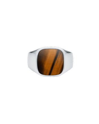 Ix Cushion Signet Ring Tiger Eye Silver