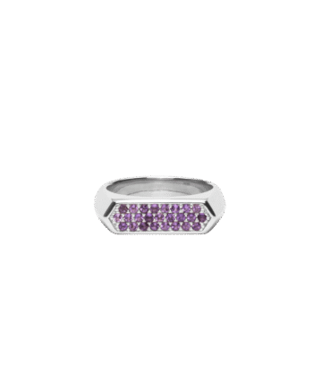 Ix Mini Hexagon Ring Purple Silver