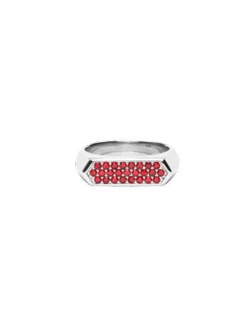 Ix Mini Hexagon Ring Red Silver