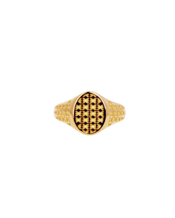 Ix Mini Oval Logo Signet Ring
