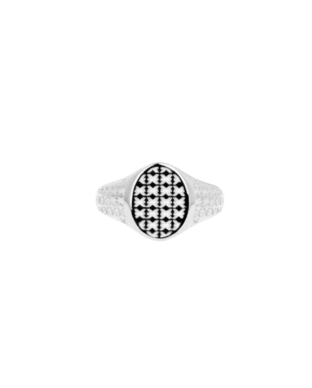 Ix Mini Oval Logo Signet Ring Silver