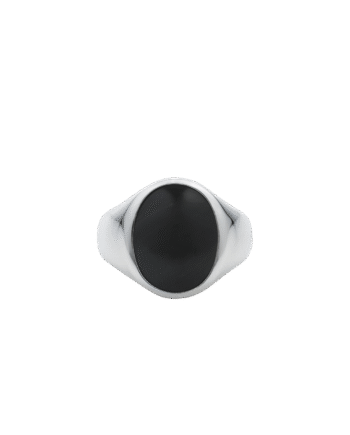 Ix Oval Signet Ring Hawks Eye Silver