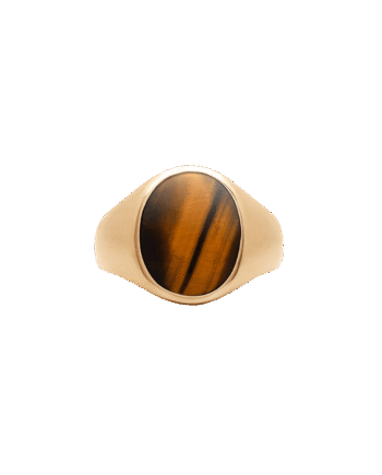Ix Oval Signet Ring Tiger Eye