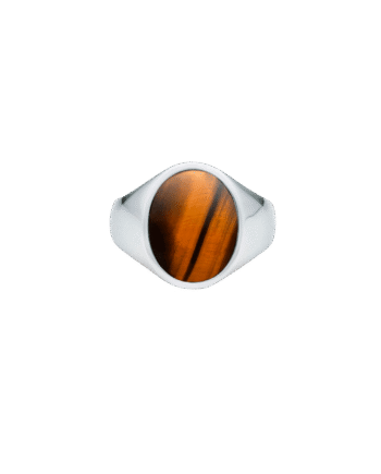 Ix Oval Signet Ring Tiger Eye Silver