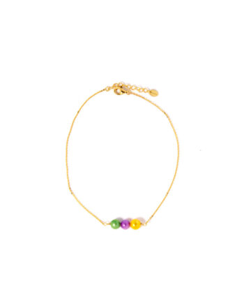 Ankelkæde  Awesomethreesome 18 Karat Forgyldt Sterling Sølv Og Farvede Perler