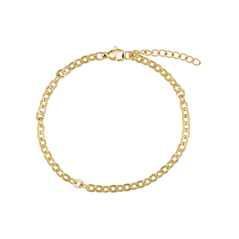 Ankelkæde   Stål  Belagt Med 14   Guld