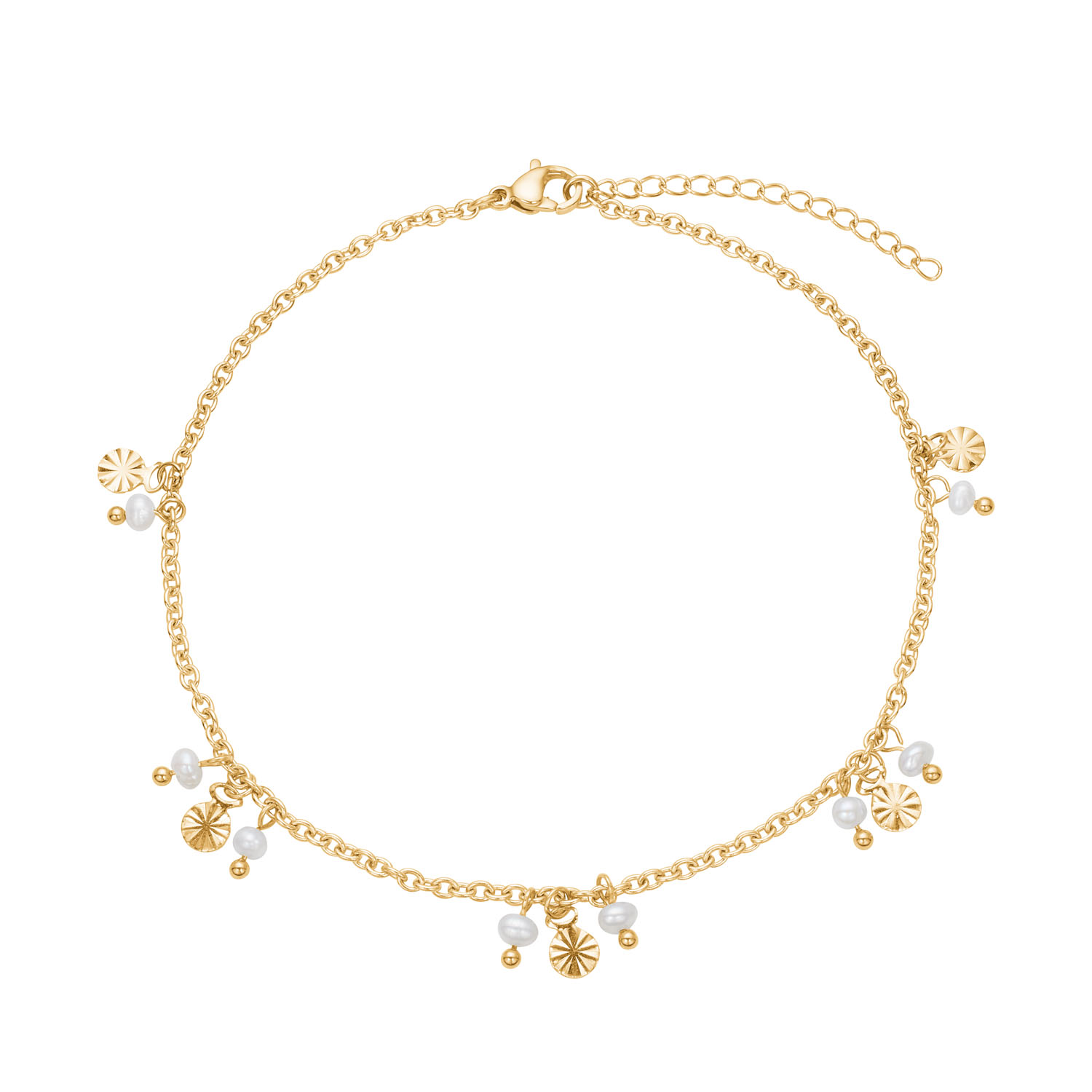 Ankelkæde   Stål  Belagt Med 14   Guld 22 Cm     Cm   Forlænger