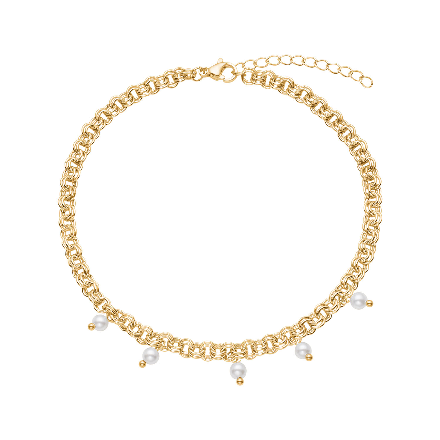 Ankelkæde   Stål  Belagt Med 14   Guld