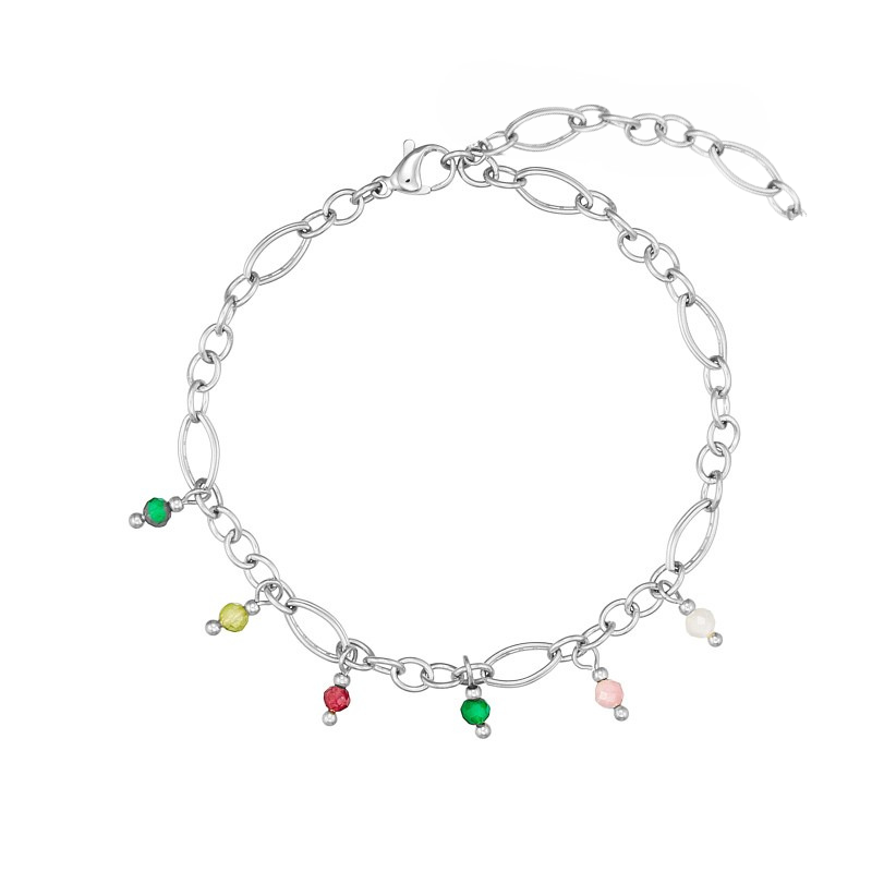 Ankelkæde Med ædelsten   Stål