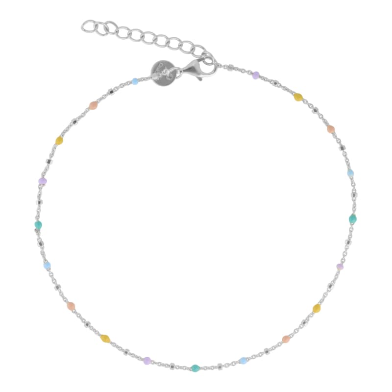 Becca  Ankelkæde   Sterling Sølv Med Dutter   Pastel Emalje Dots  23   Cm