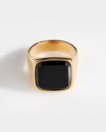 Black Onyx Oversize Signature Guldtonet Ring Str    Herre Northern Legacy