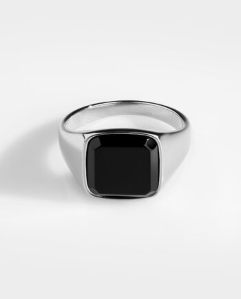 Black Onyx Signature Sølvtonet Ring Str    Herre Northern Legacy