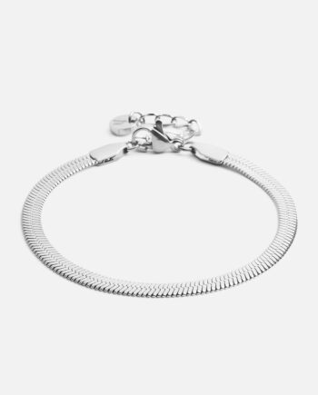 Flad Snake Armbånd Sølvfarvet 4mm