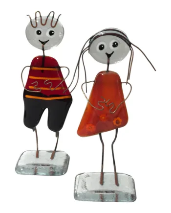 Glasfigurer Søde Børn   Røde Farver  Sæt Pige Og Dreng  Fin Gaveide Til Dagplejemor