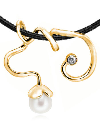 Halssmykke   Forgyldt Sølv Med Perle