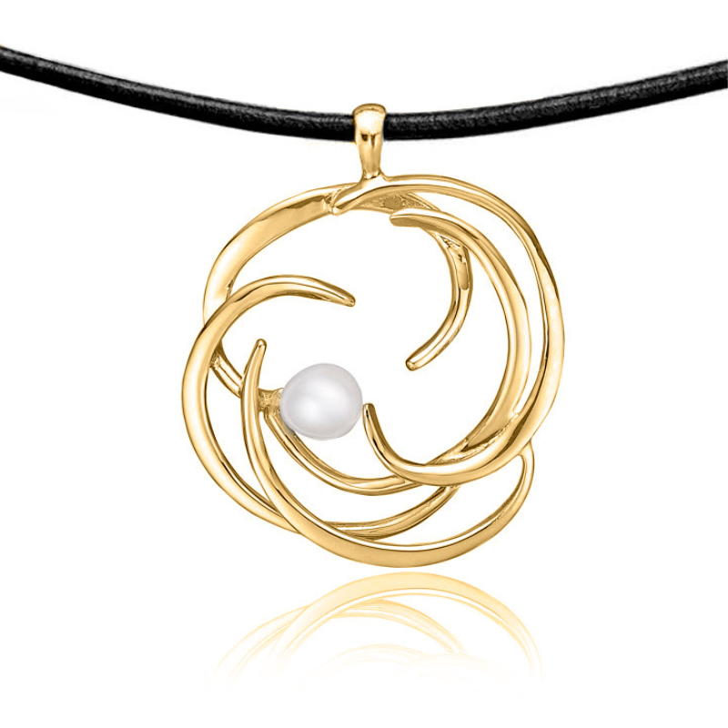 Halssmykke   Forgyldt Sølv Med Perle