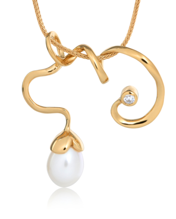 Halssmykke   Forgyldt Sølv Med Perle