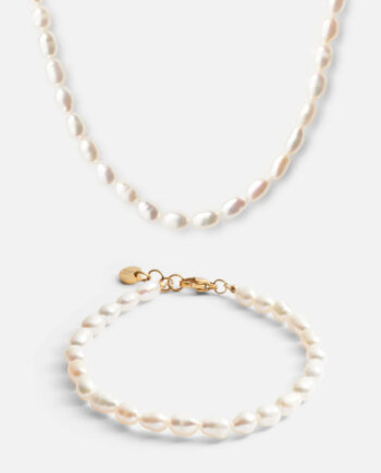 Perlehalskæde   Perlearmbånd 18k Guldbelagt