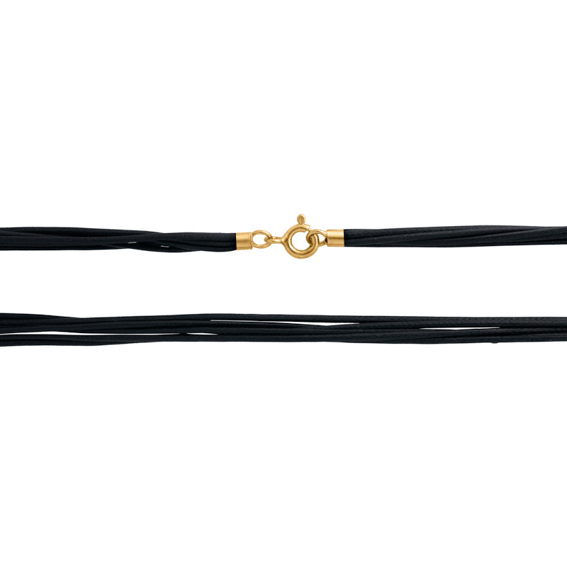 Sort Bomuldskæde Med   Snore Med Forgyldt Sølv Lås 40 Cm