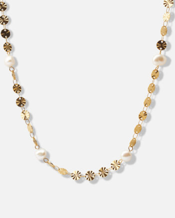 Sun Perlehalskæde Ferskvandsperler 18k Guldbelagt