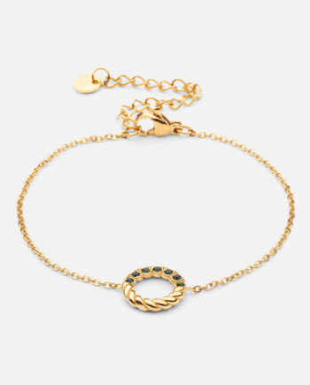 Twisted Green Zirkon Armbånd 18k Guldbelagt