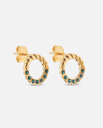 Twisted Green Zirkon øreringe 18k Guldbelagt 12mm