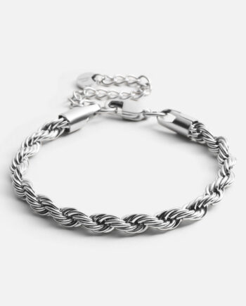 Twisted Rope Armbånd Sølvfarvet 5mm
