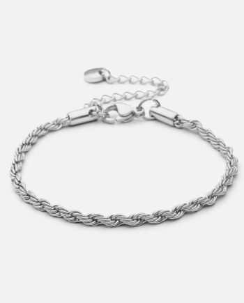 Twisted Rope Armbånd Sølvfarvet 3mm