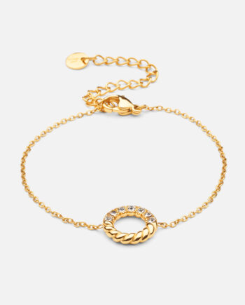 Twisted White Zirkon Armbånd 18k Guldbelagt