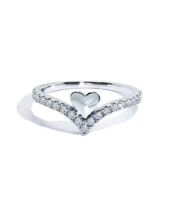 -hjerte Alliancering Med Diamanter   Hvidguld