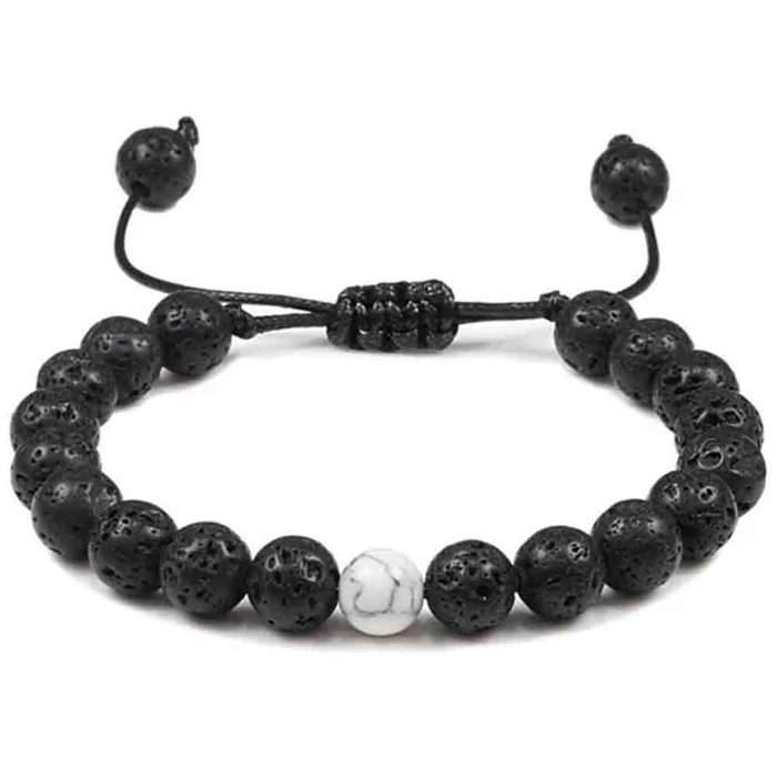 White Clake Perlearmbånd Blackstone Lava