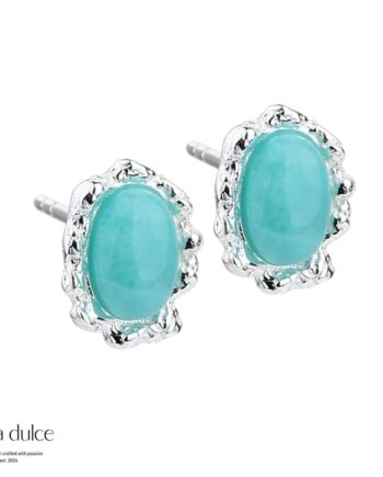 Amazonit Stud  ørestikker   Sterling Sølv Med Oval Amazonit