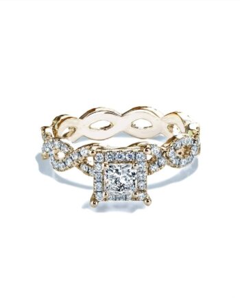 Amora Forlovelsesring Med Eternity Twist Diamantbånd Og Safir