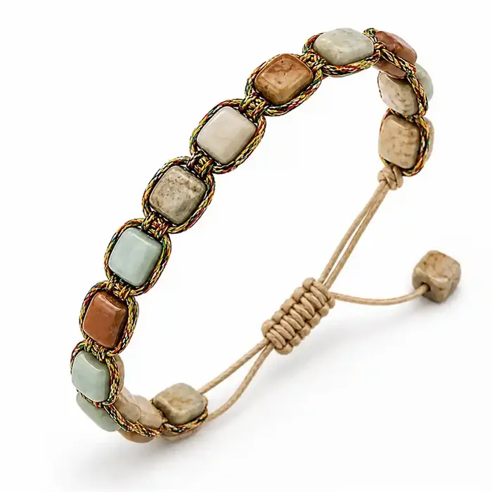 Boheme Nude Straight Herrearmbånd Med Natursten